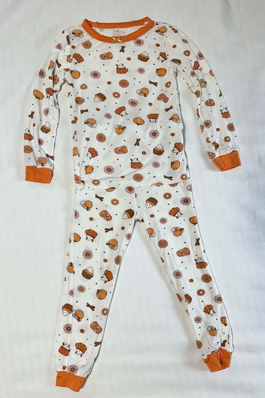 Milkberry Fall Pumpkin Cupcake & Coffee Pajama Set 3T